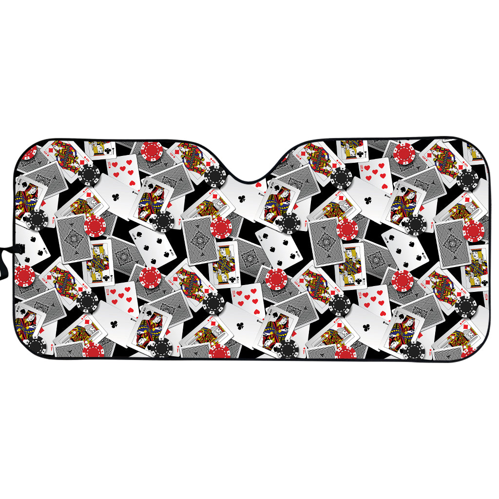 Casino Card And Chip Pattern Print Car Sun Shade