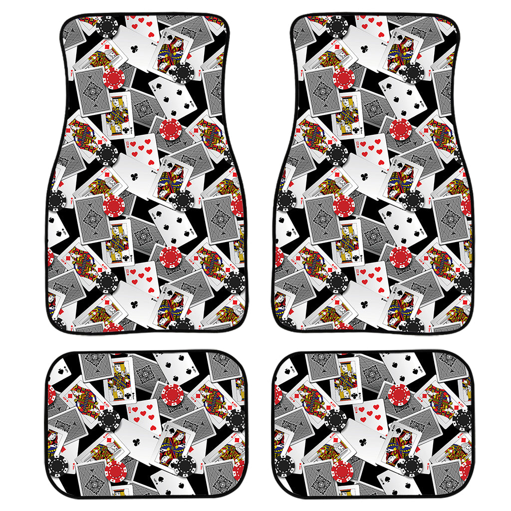 Casino Card And Chip Pattern Print Front and Back Car Floor Mats