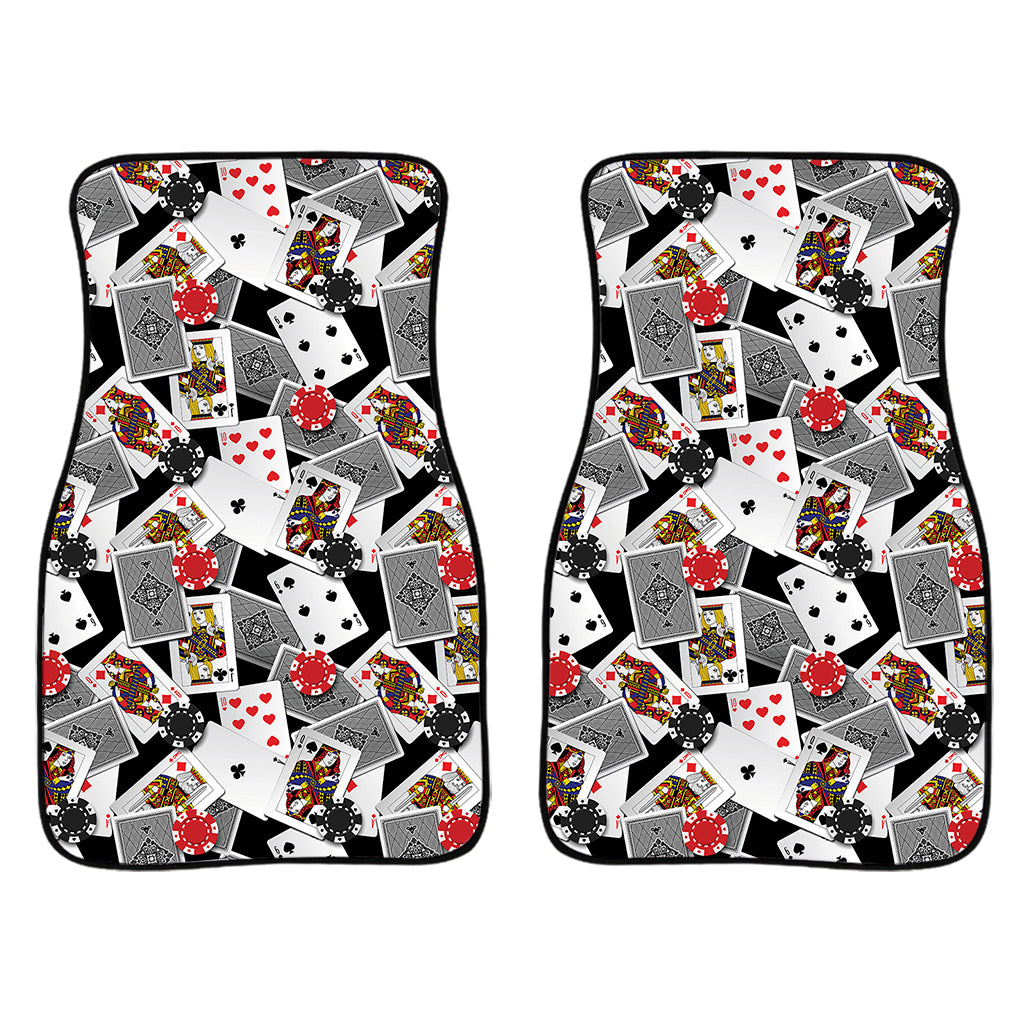 Casino Card And Chip Pattern Print Front Car Floor Mats