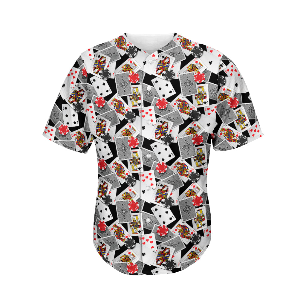 Casino Card And Chip Pattern Print Men's Baseball Jersey