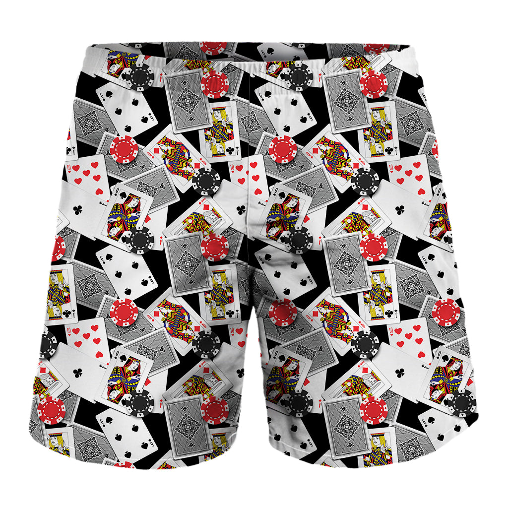 Casino Card And Chip Pattern Print Men's Shorts