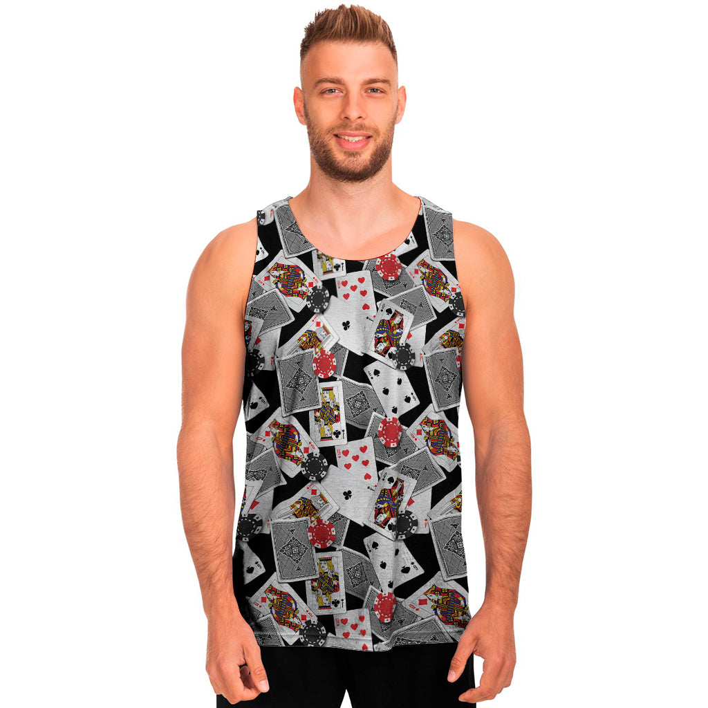 Casino Card And Chip Pattern Print Men's Tank Top