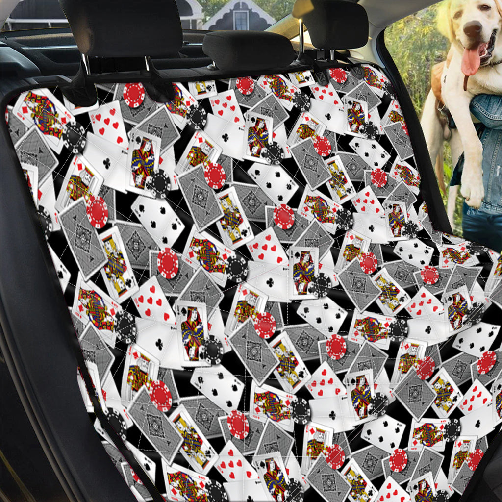 Casino Card And Chip Pattern Print Pet Car Back Seat Cover