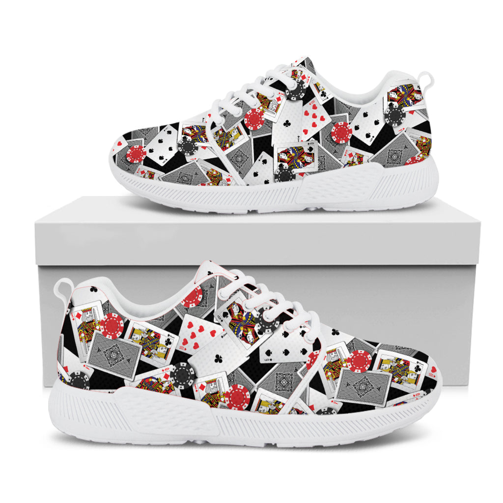 Casino Card And Chip Pattern Print White Athletic Shoes