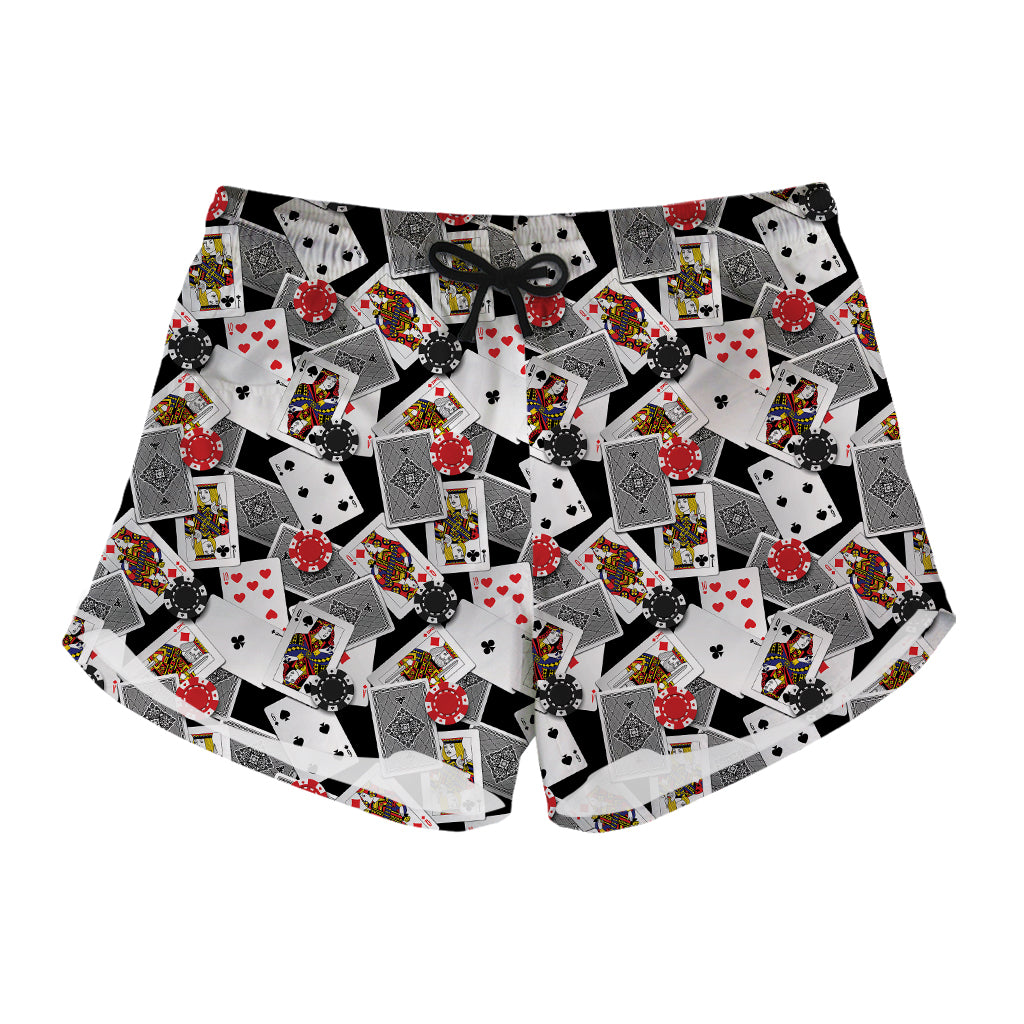 Casino Card And Chip Pattern Print Women's Shorts