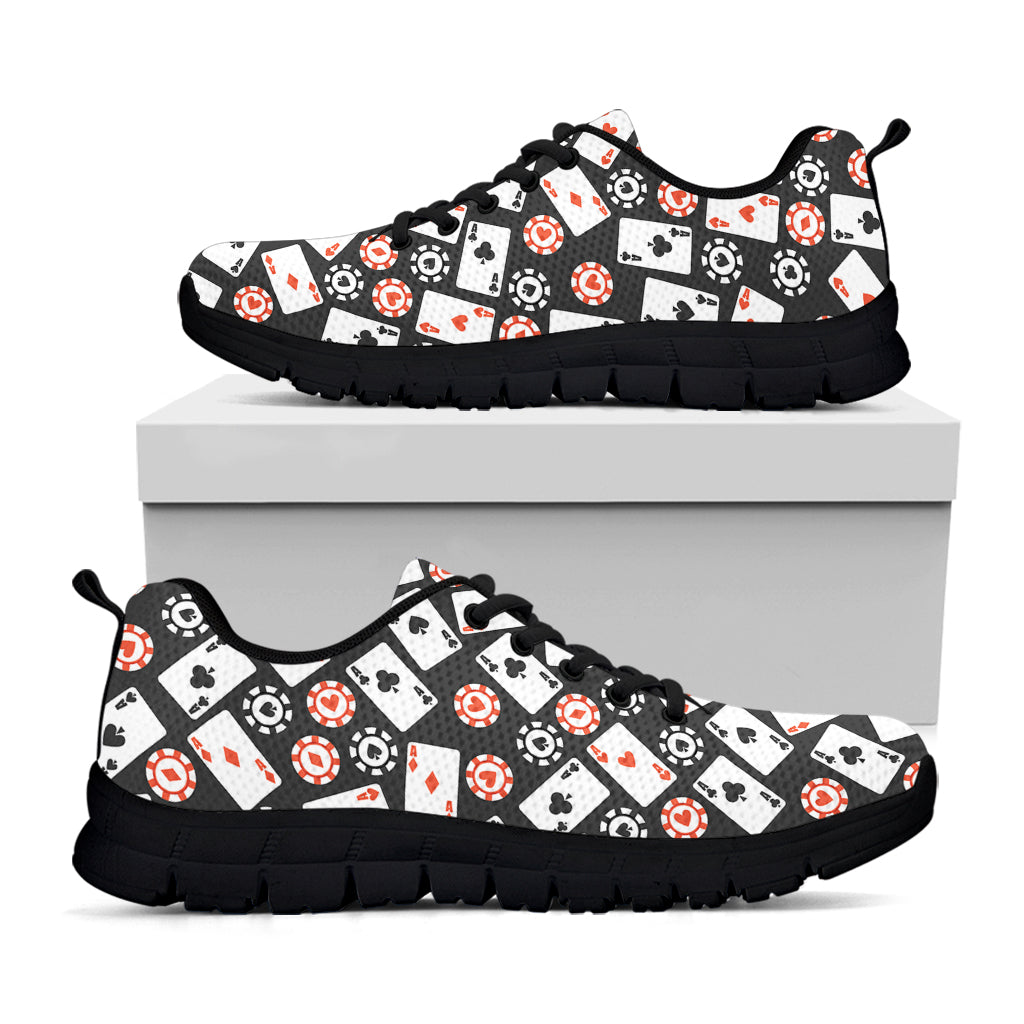 Casino Chip And Card Pattern Print Black Sneakers