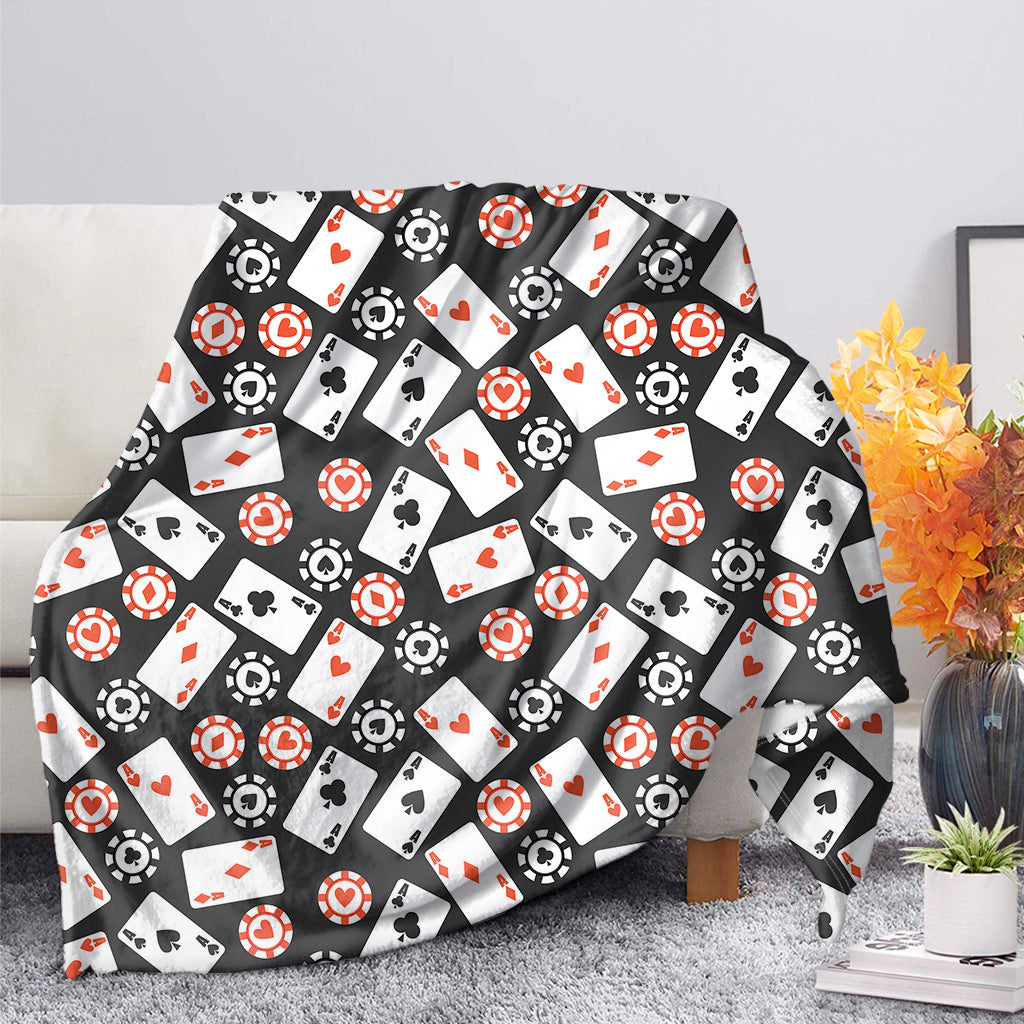 Casino Chip And Card Pattern Print Blanket