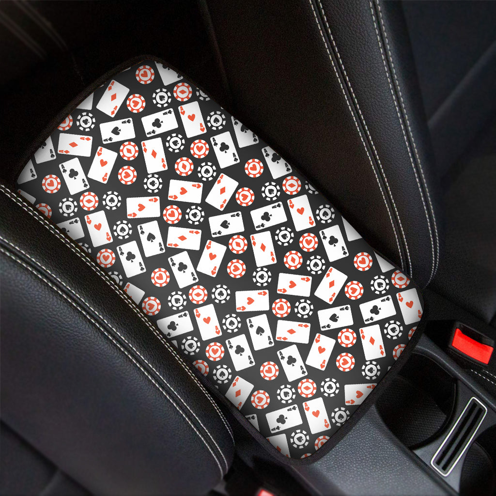 Casino Chip And Card Pattern Print Car Center Console Cover