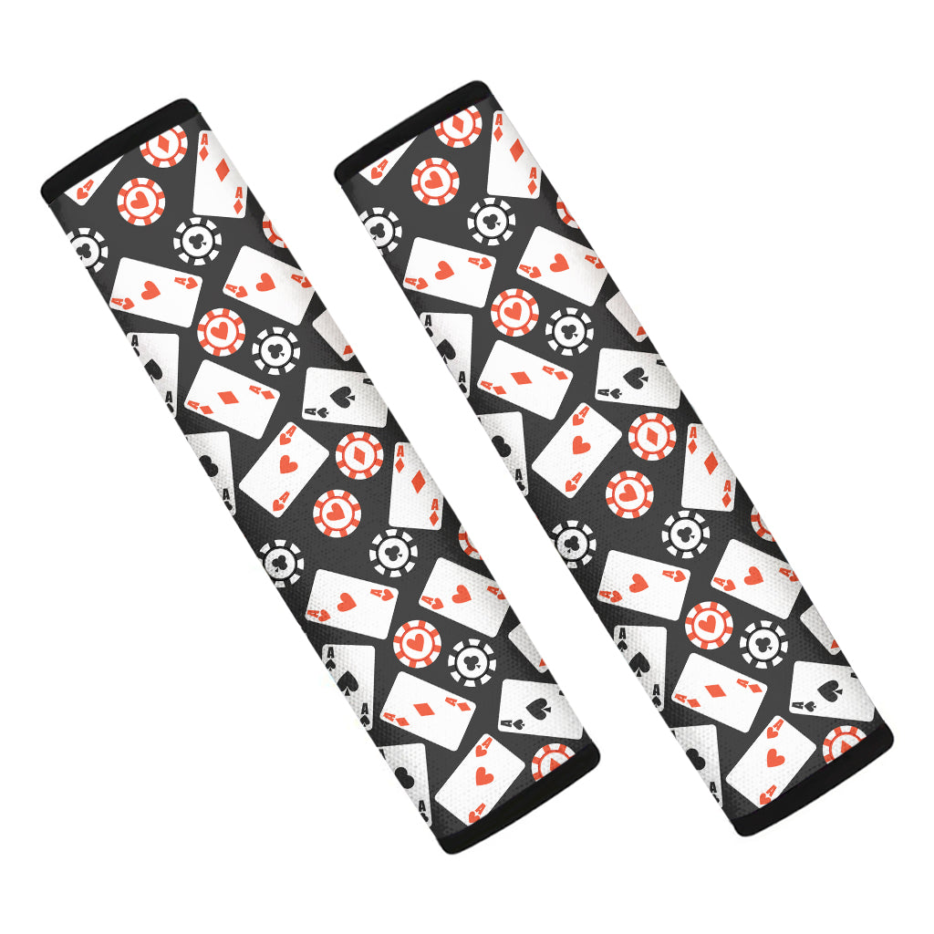 Casino Chip And Card Pattern Print Car Seat Belt Covers