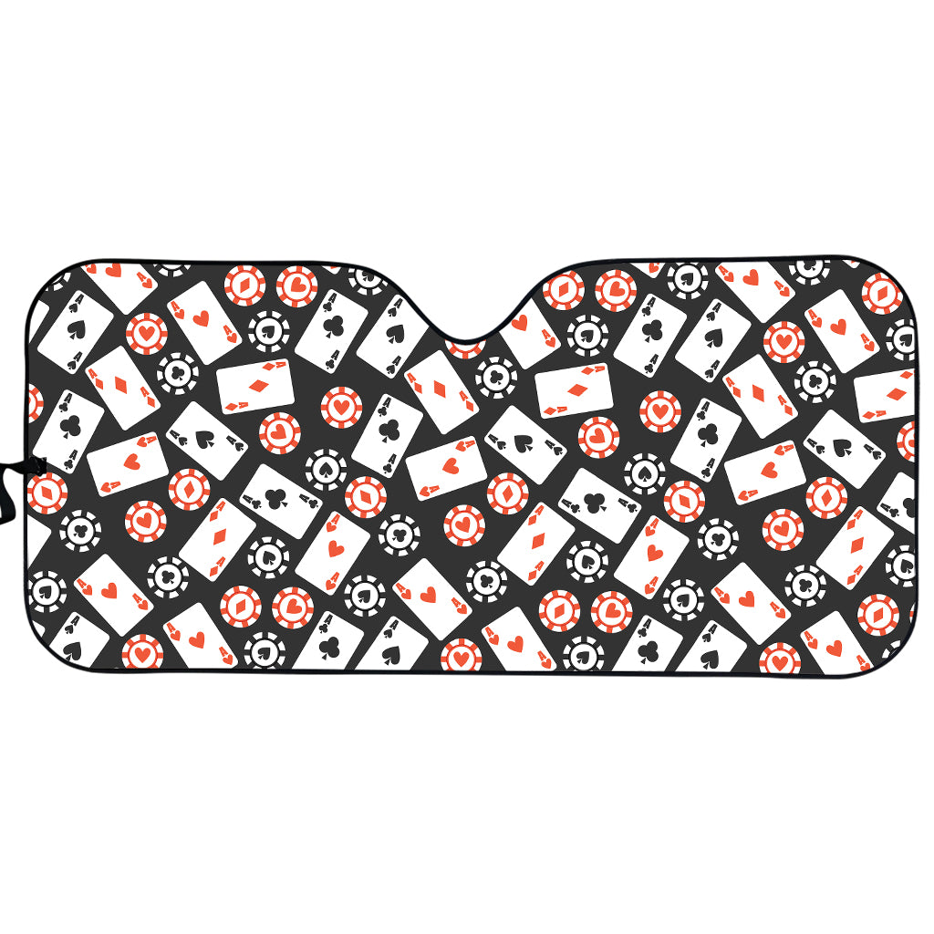 Casino Chip And Card Pattern Print Car Sun Shade