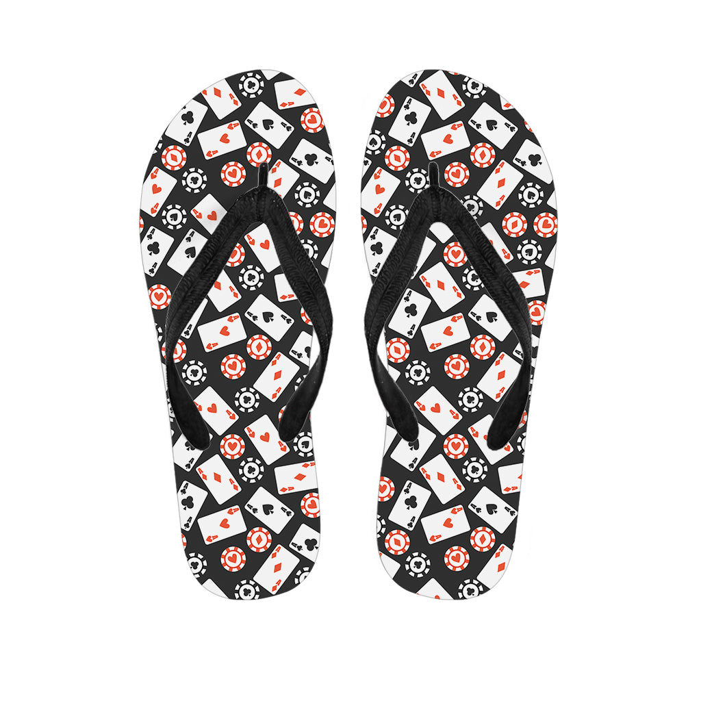 Casino Chip And Card Pattern Print Flip Flops