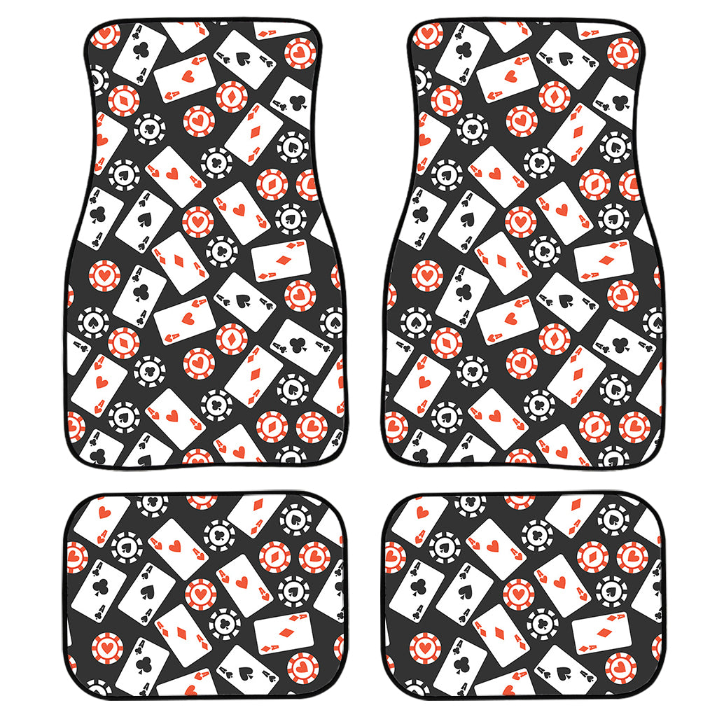 Casino Chip And Card Pattern Print Front and Back Car Floor Mats