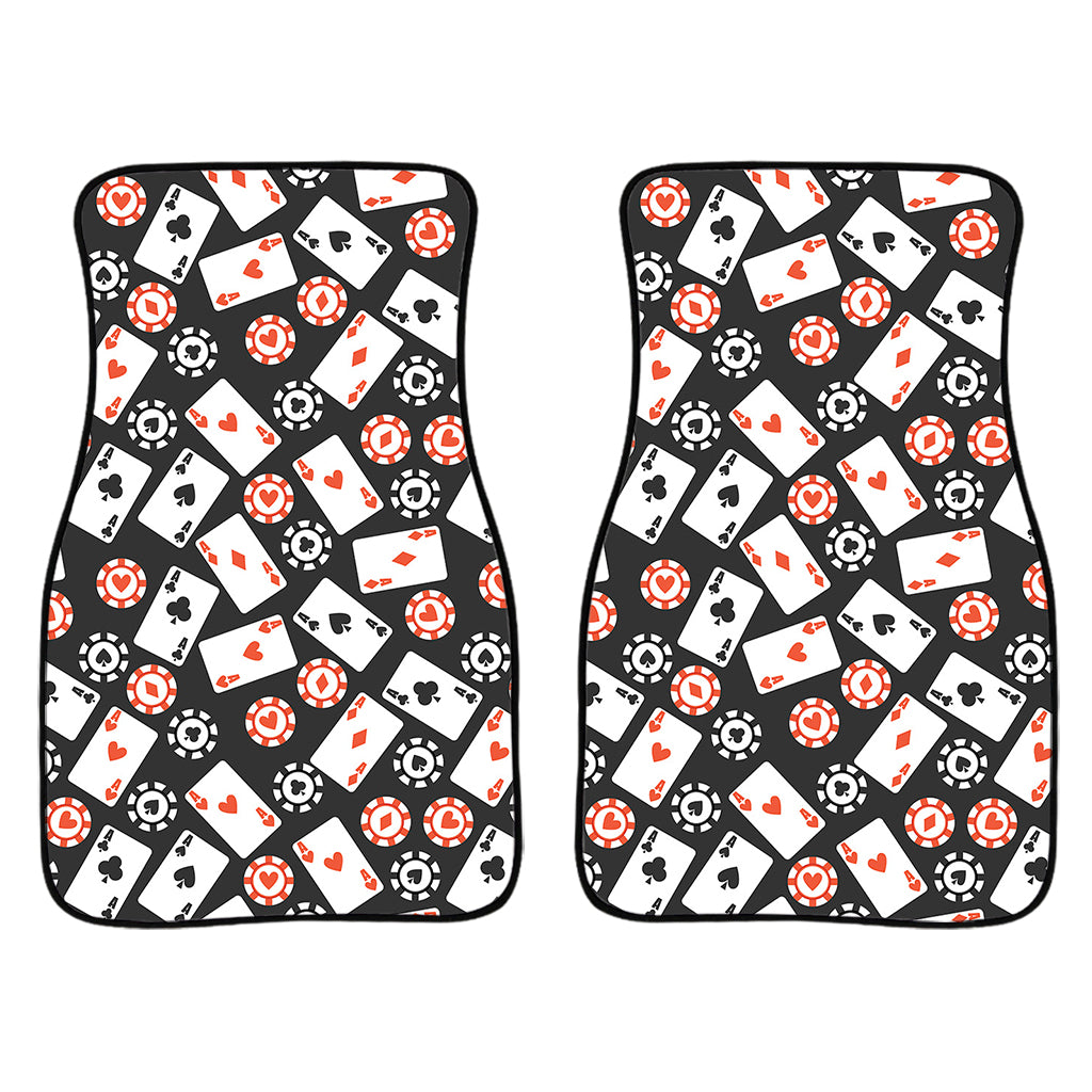 Casino Chip And Card Pattern Print Front Car Floor Mats