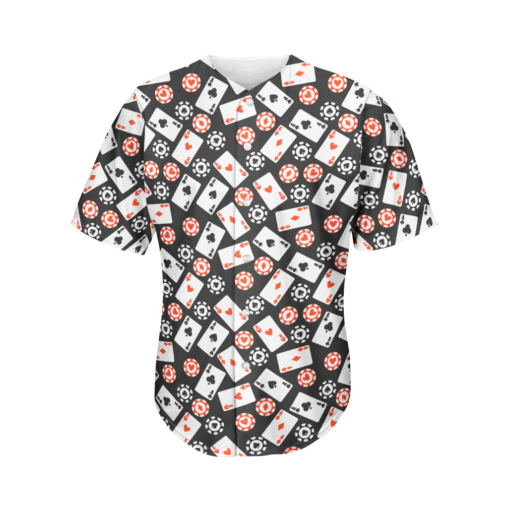 Casino Chip And Card Pattern Print Men's Baseball Jersey