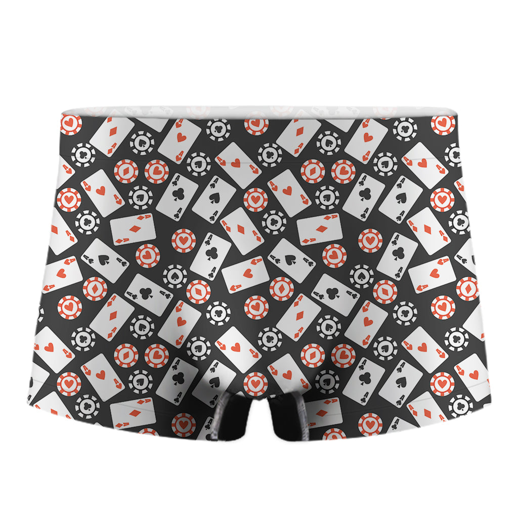 Casino Chip And Card Pattern Print Men's Boxer Briefs