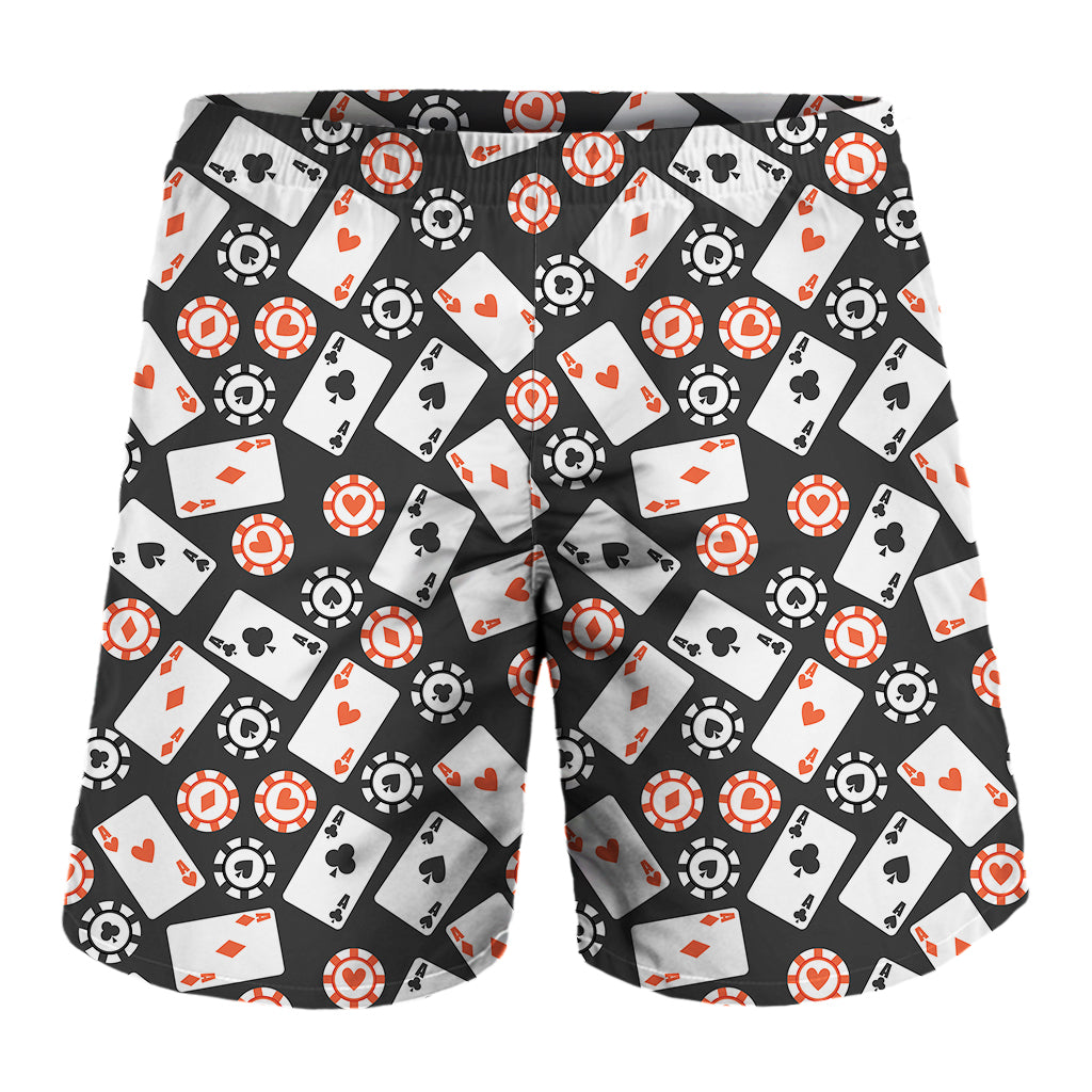 Casino Chip And Card Pattern Print Men's Shorts