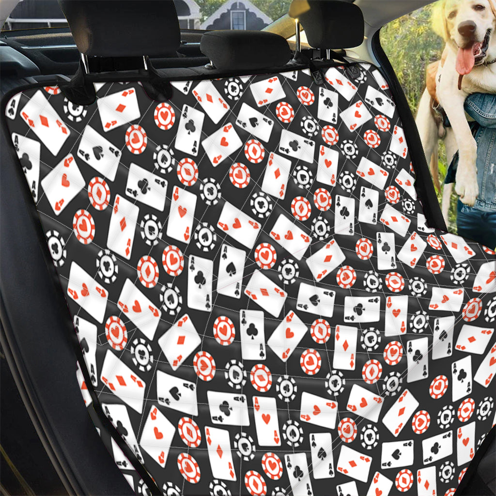 Casino Chip And Card Pattern Print Pet Car Back Seat Cover