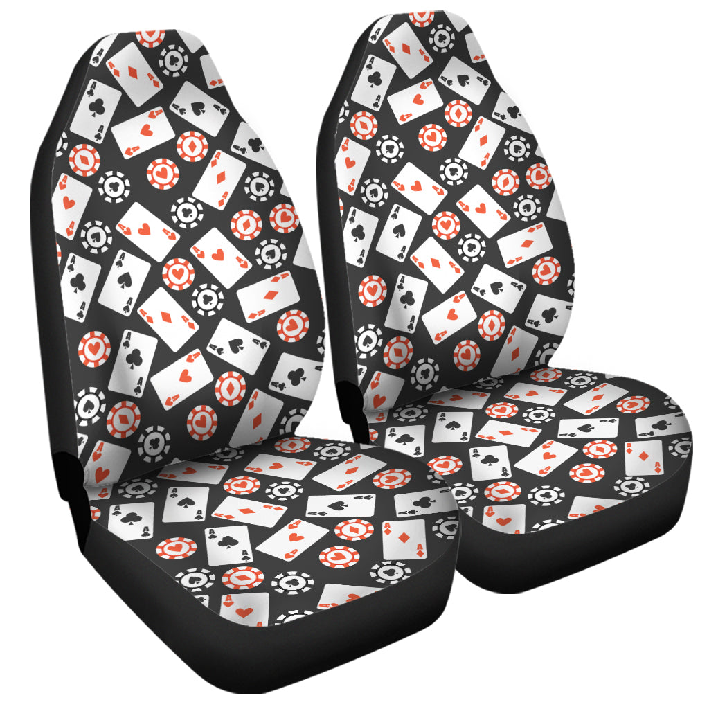 Casino Chip And Card Pattern Print Universal Fit Car Seat Covers