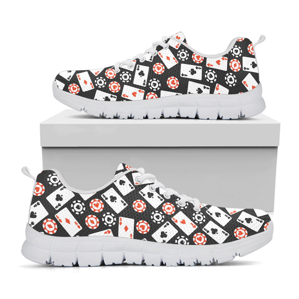 Casino Chip And Card Pattern Print White Sneakers