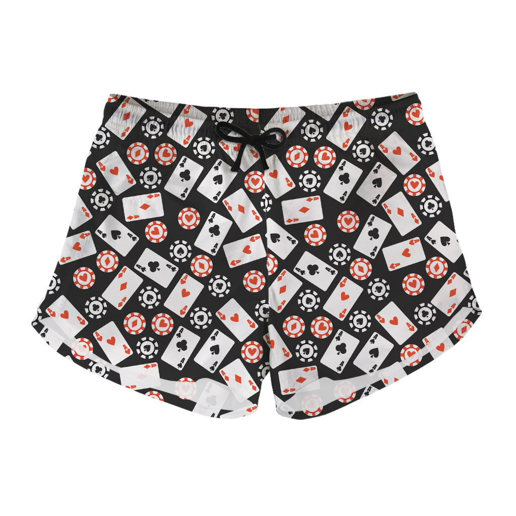 Casino Chip And Card Pattern Print Women's Shorts