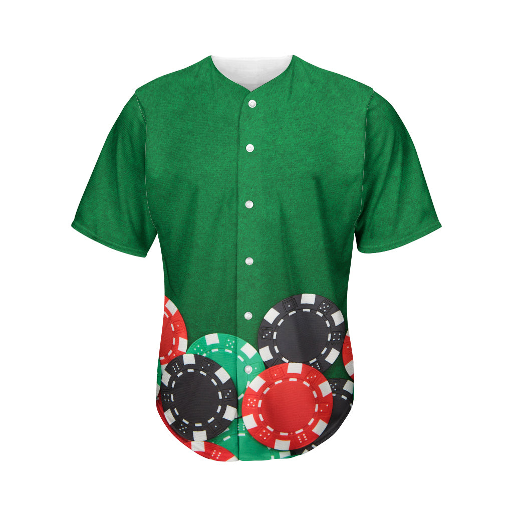 Casino Poker Chips Print Men's Baseball Jersey