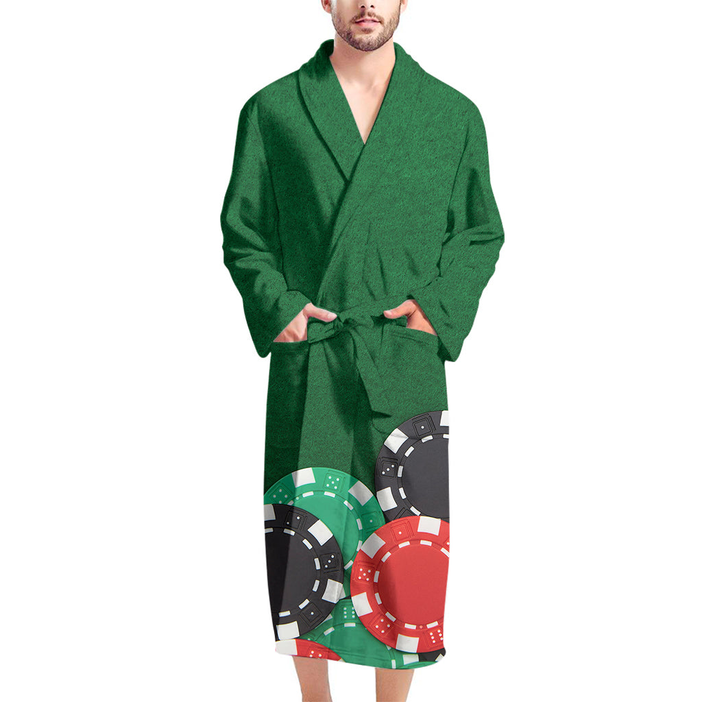 Casino Poker Chips Print Men's Bathrobe