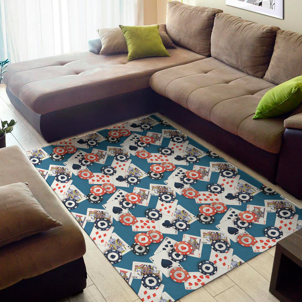 Casino Poker Pattern Print Area Rug