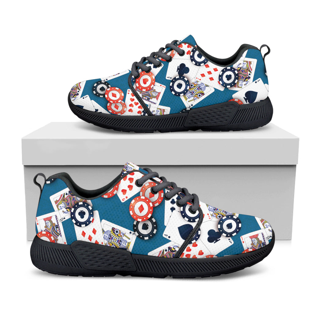 Casino Poker Pattern Print Black Athletic Shoes