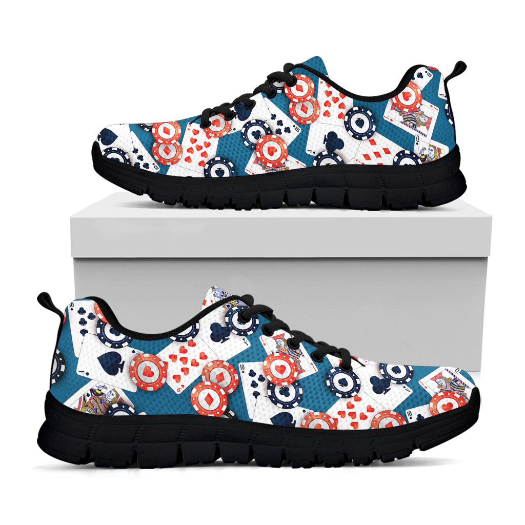 Casino Poker Pattern Print Black Sneakers