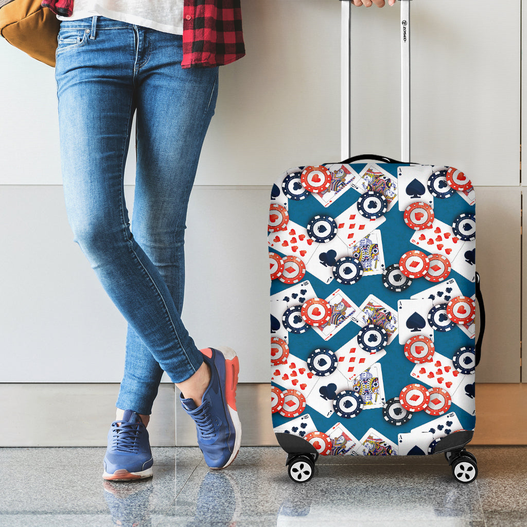 Casino Poker Pattern Print Luggage Cover