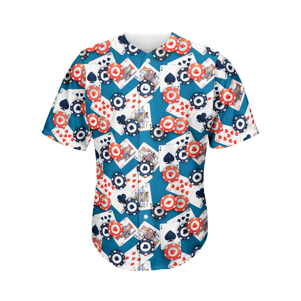 Casino Poker Pattern Print Men's Baseball Jersey