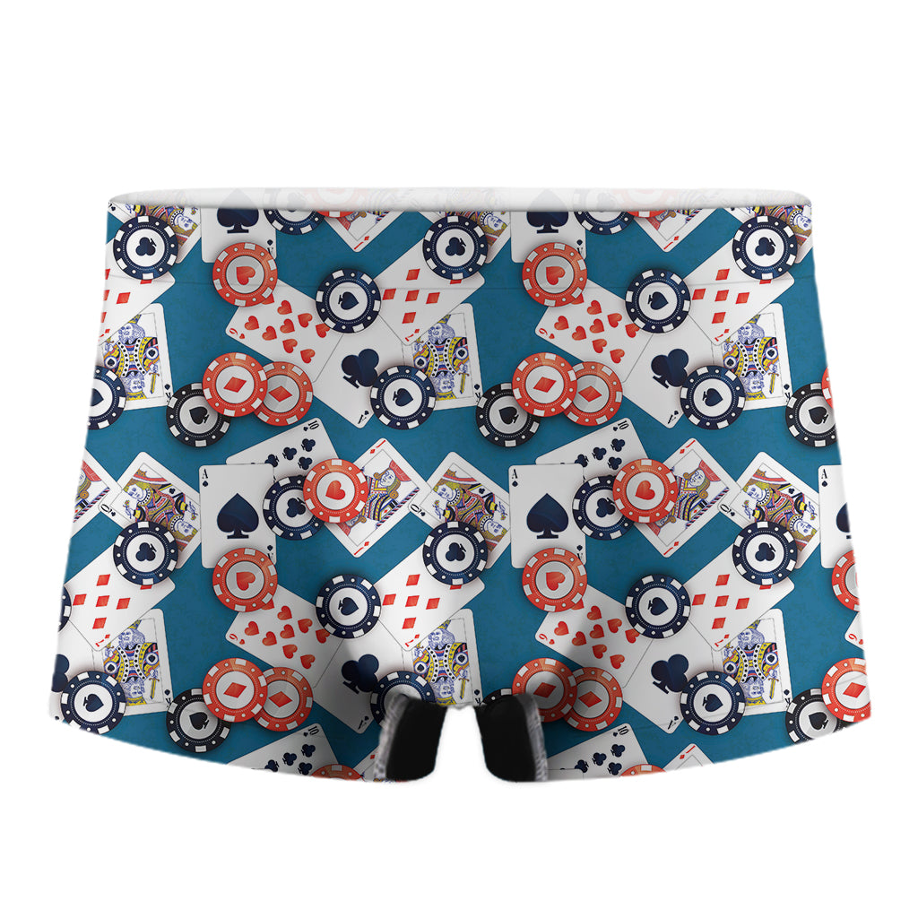 Casino Poker Pattern Print Men's Boxer Briefs