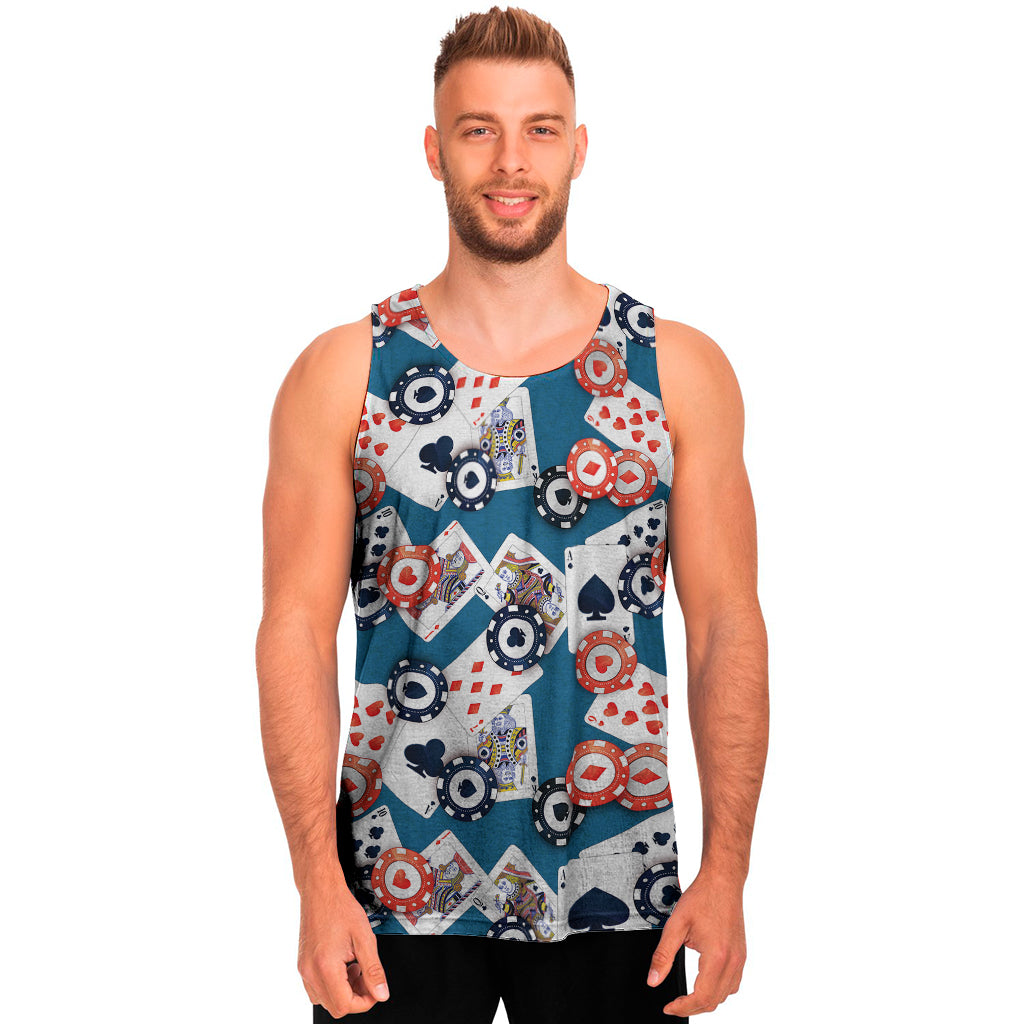 Casino Poker Pattern Print Men's Tank Top