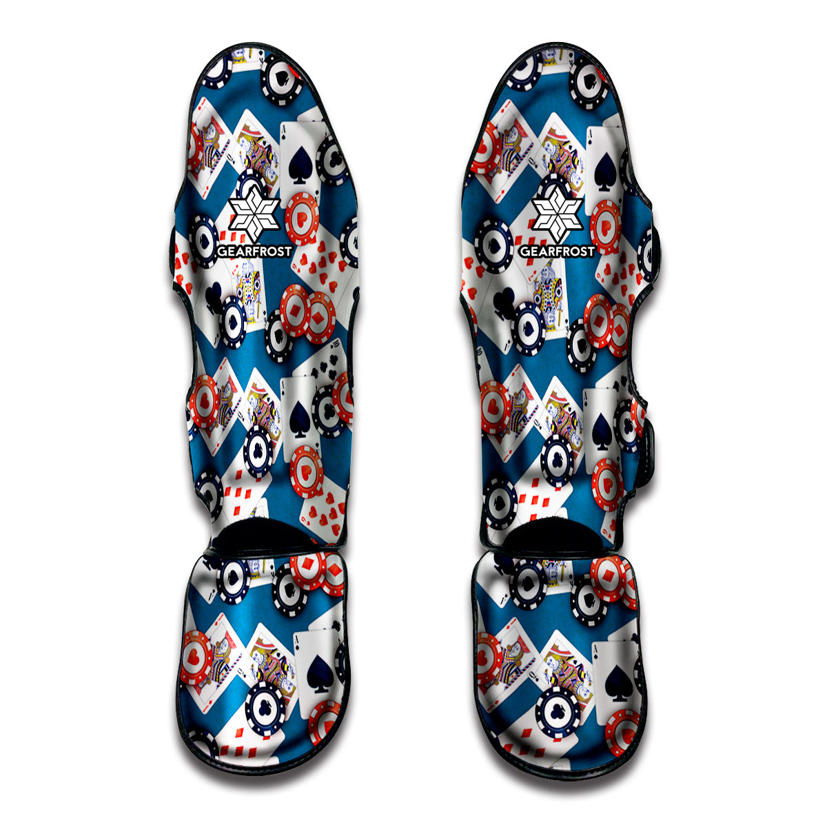 Casino Poker Pattern Print Muay Thai Shin Guards