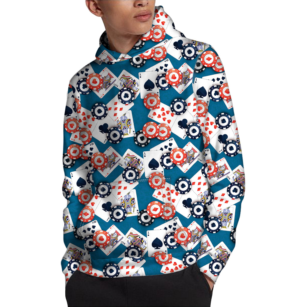 Casino Poker Pattern Print Pullover Hoodie