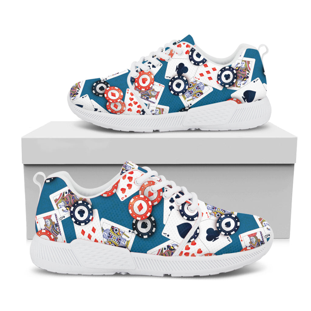 Casino Poker Pattern Print White Athletic Shoes