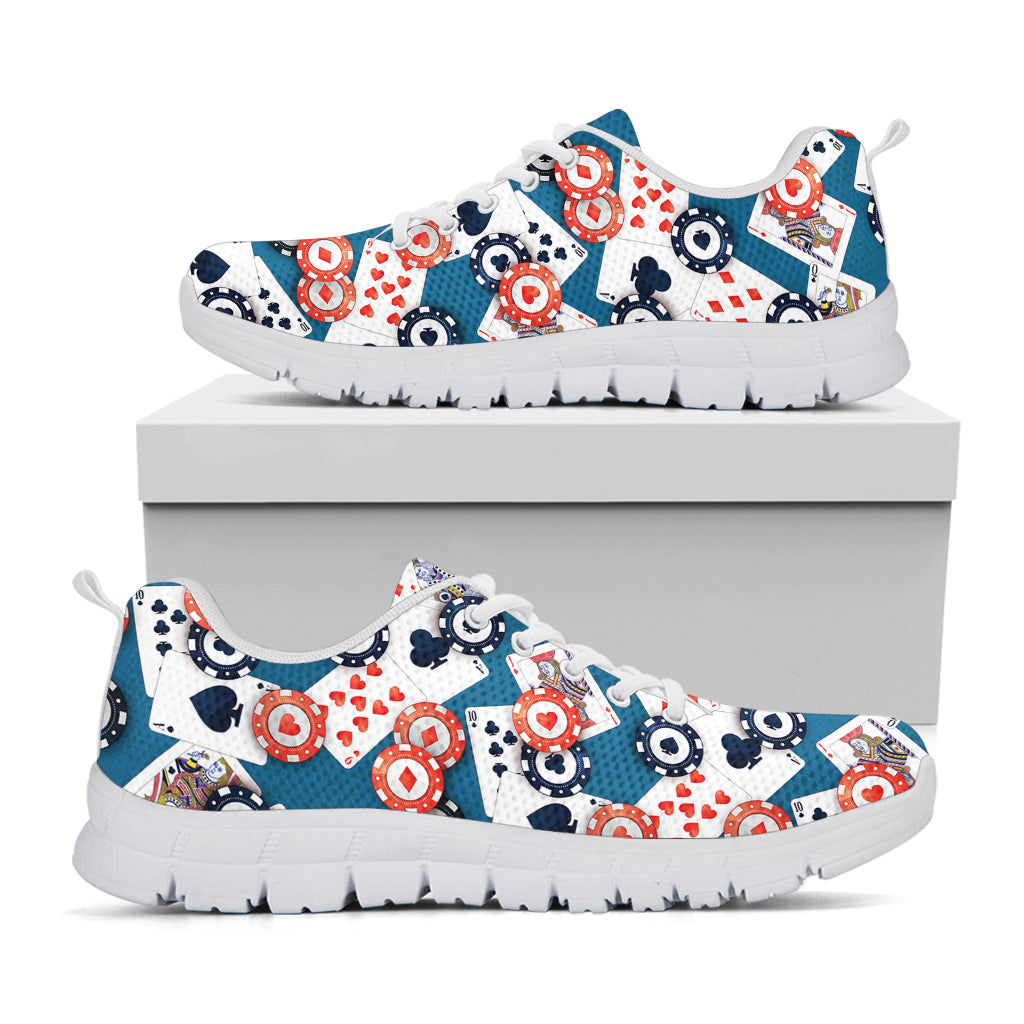 Casino Poker Pattern Print White Sneakers