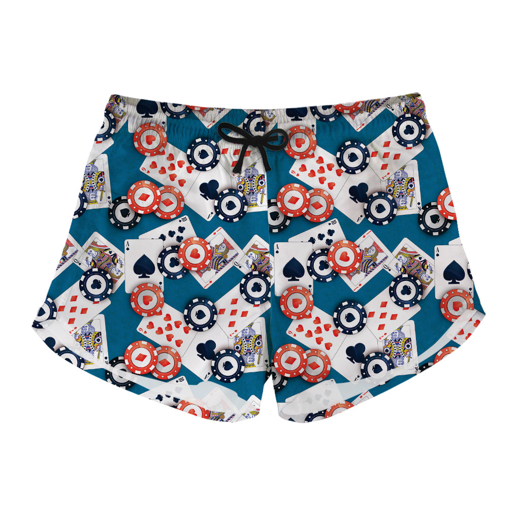 Casino Poker Pattern Print Women's Shorts