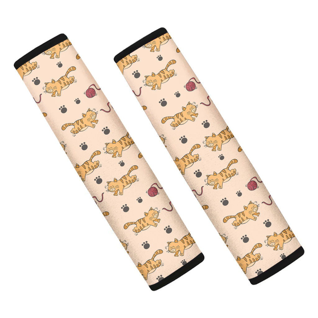 Cat And Yarn Ball Pattern Print Car Seat Belt Covers