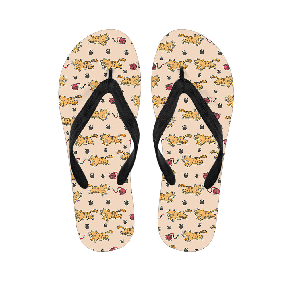 Cat And Yarn Ball Pattern Print Flip Flops