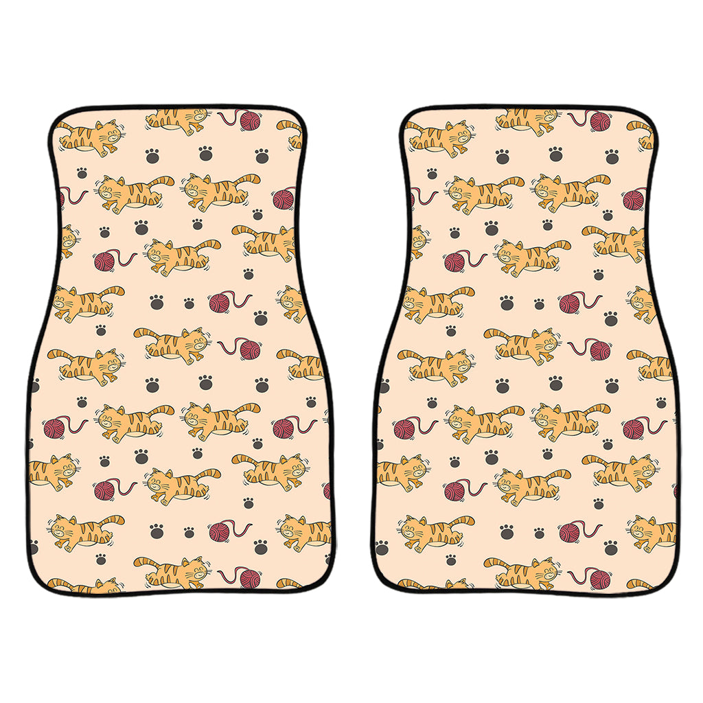 Cat And Yarn Ball Pattern Print Front Car Floor Mats