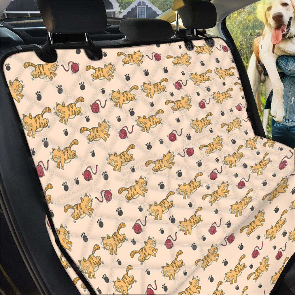 Cat And Yarn Ball Pattern Print Pet Car Back Seat Cover