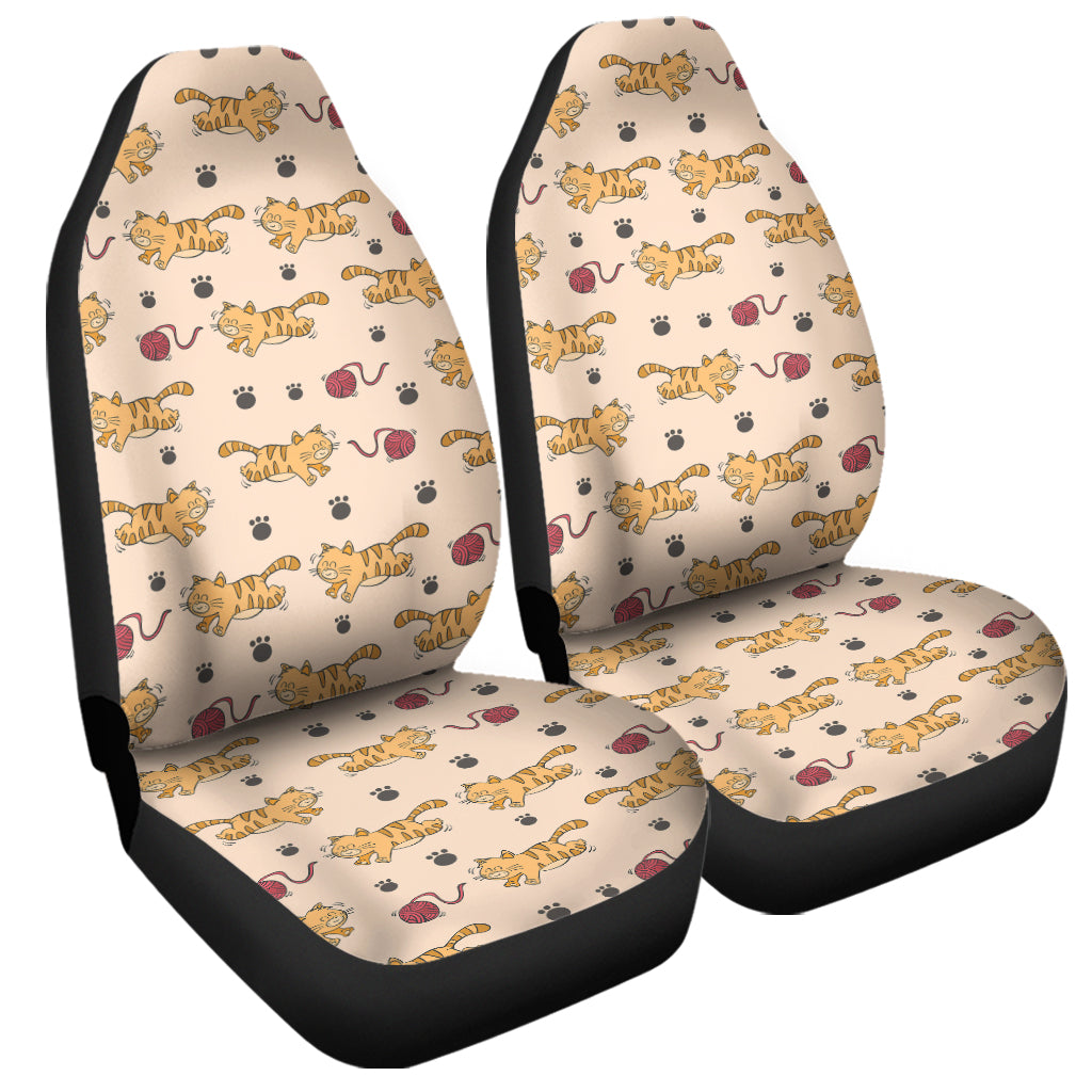 Cat And Yarn Ball Pattern Print Universal Fit Car Seat Covers