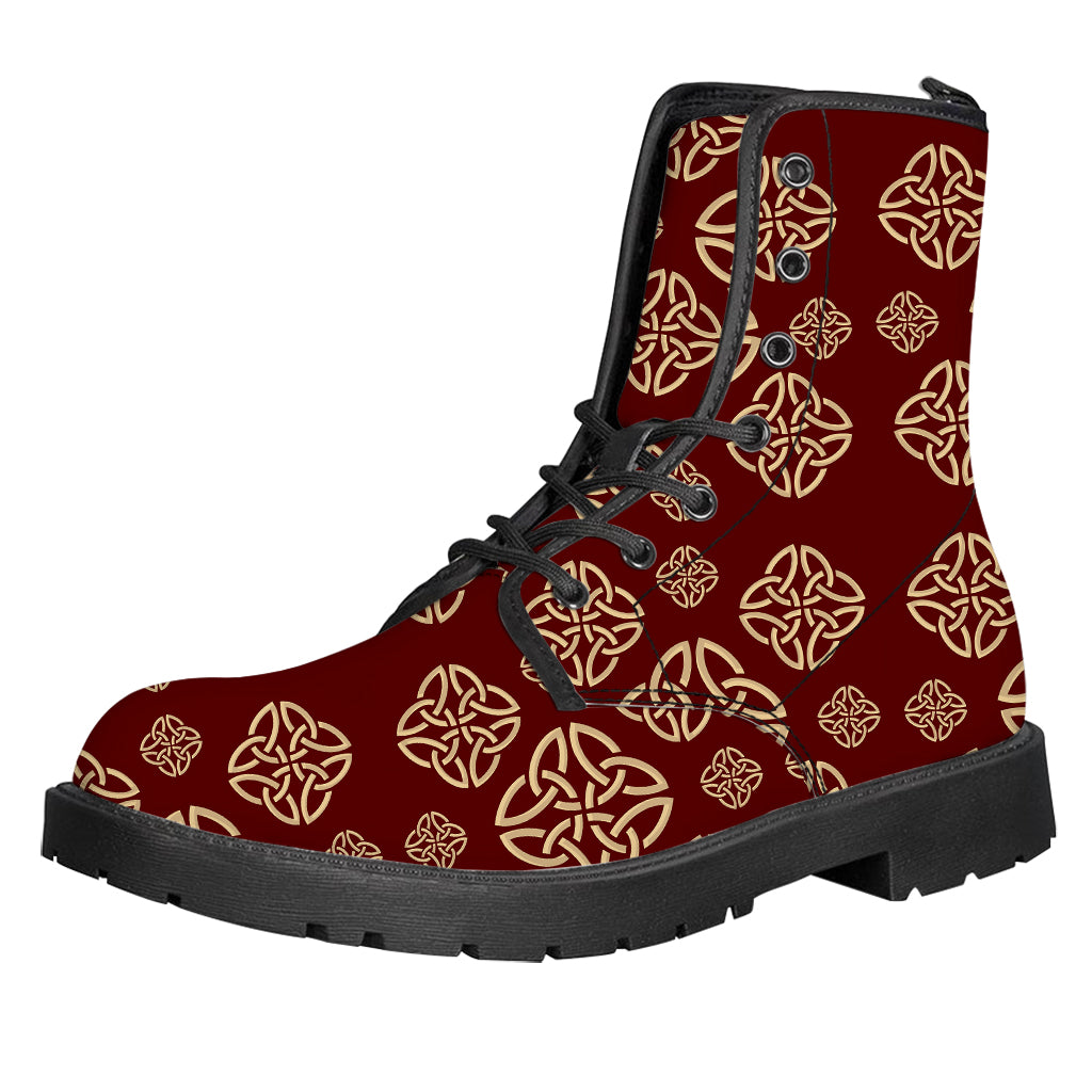 Celtic Knot Symbol Pattern Print Leather Boots