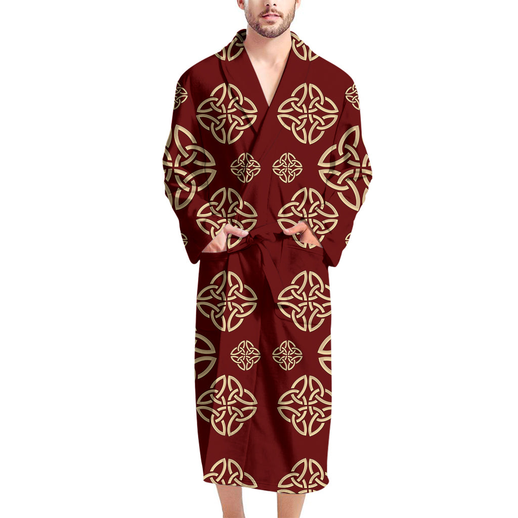 Celtic Knot Symbol Pattern Print Men's Bathrobe