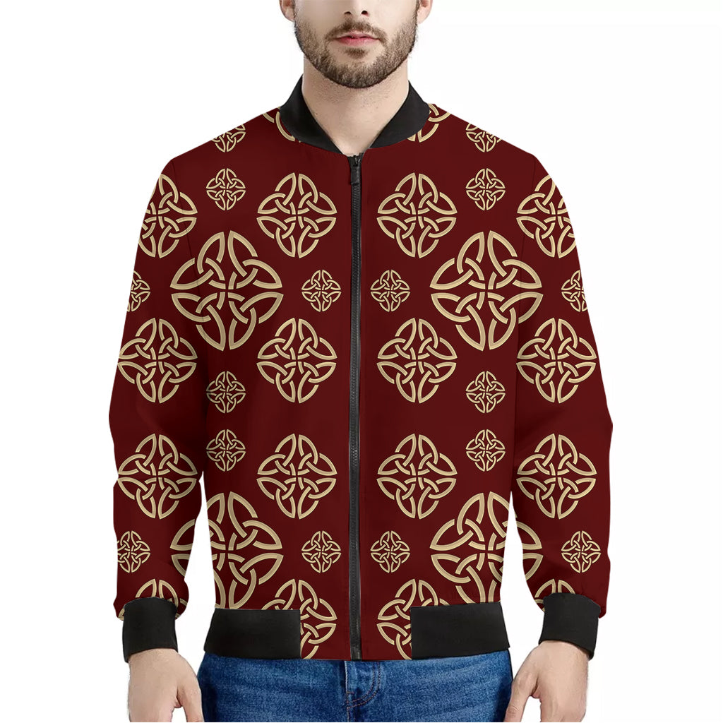 Celtic Knot Symbol Pattern Print Men's Bomber Jacket