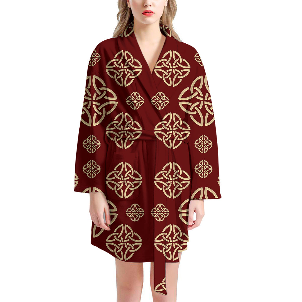 Celtic Knot Symbol Pattern Print Women's Bathrobe