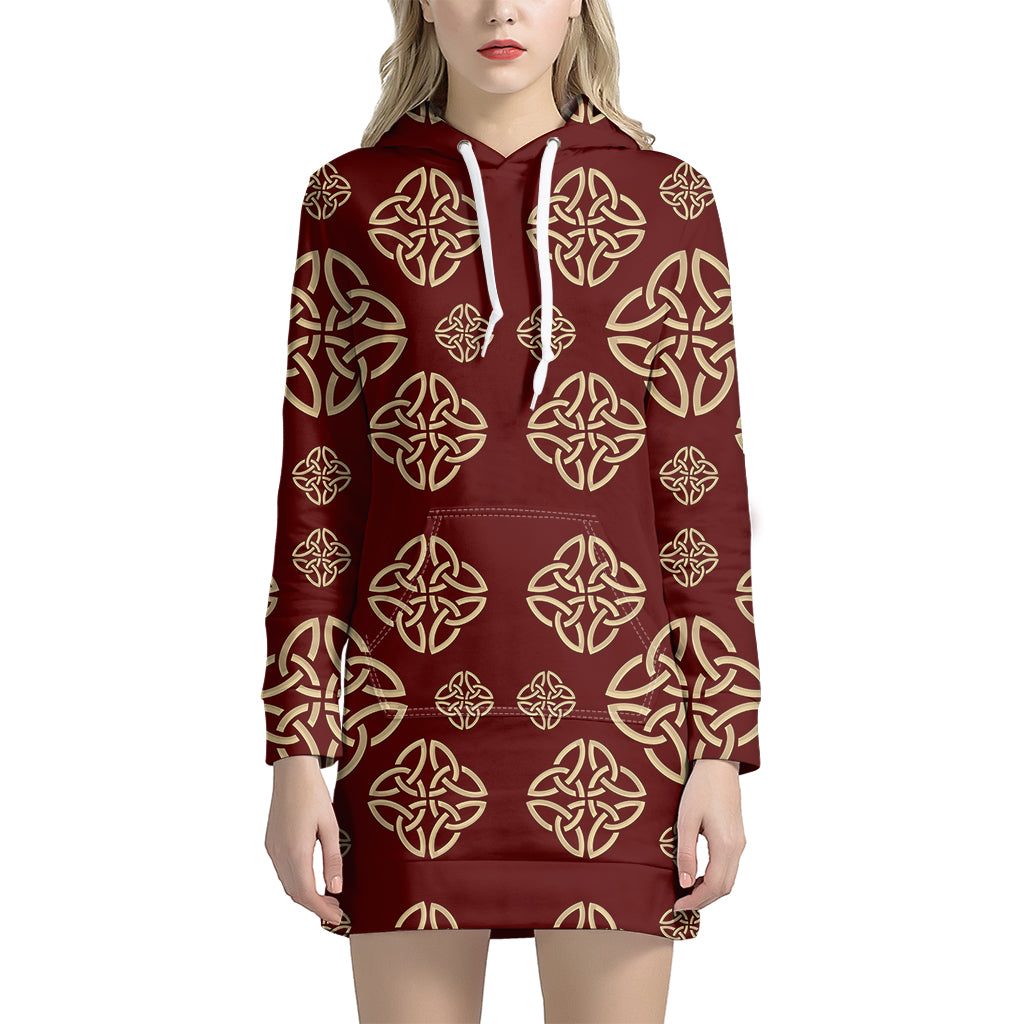 Celtic Knot Symbol Pattern Print Women's Pullover Hoodie Dress