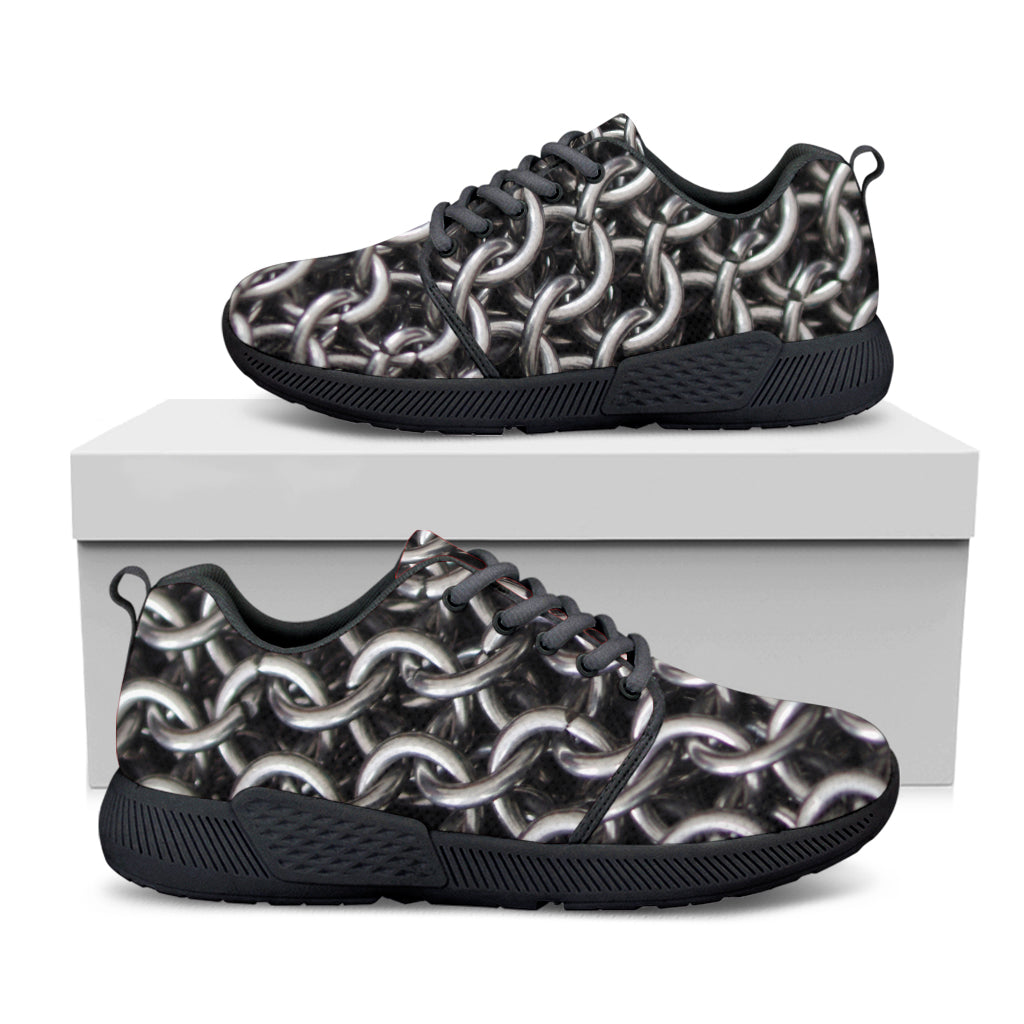 Chainmail Ring Pattern Print Black Athletic Shoes