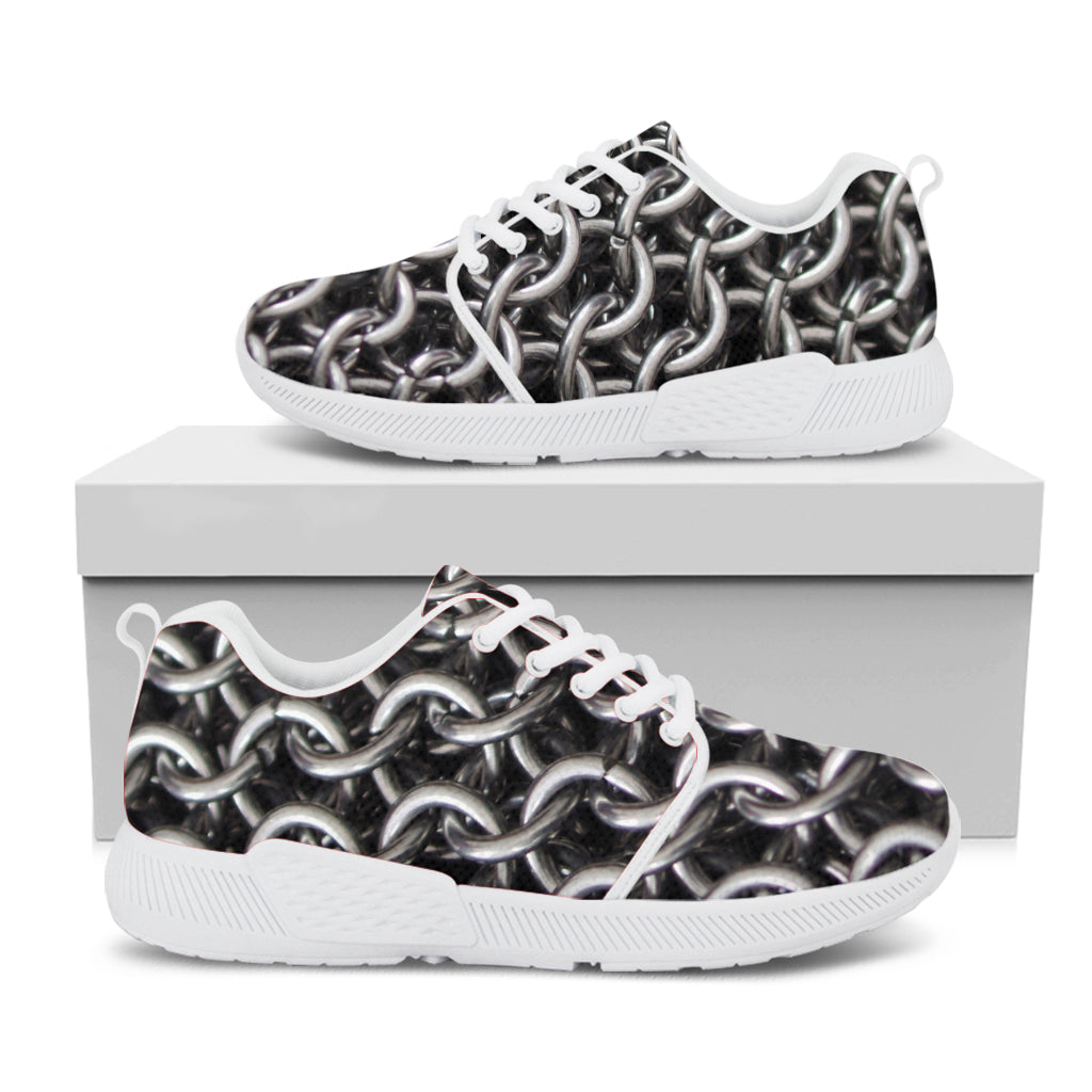 Chainmail Ring Pattern Print White Athletic Shoes